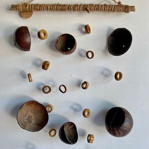 36” x 24” coconut shell and bamboo indoor wind-chime/wall decor/wall hanging